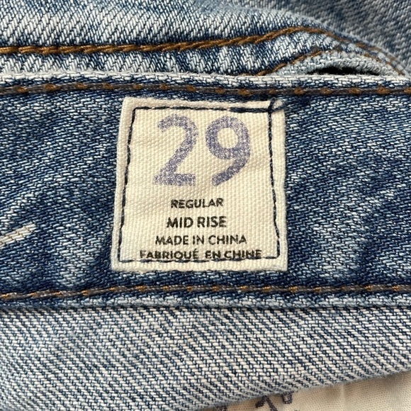 Free People Chewed Up Midrise Straight Jean in Indigo Blue size 29‎ - Picture 5 of 9